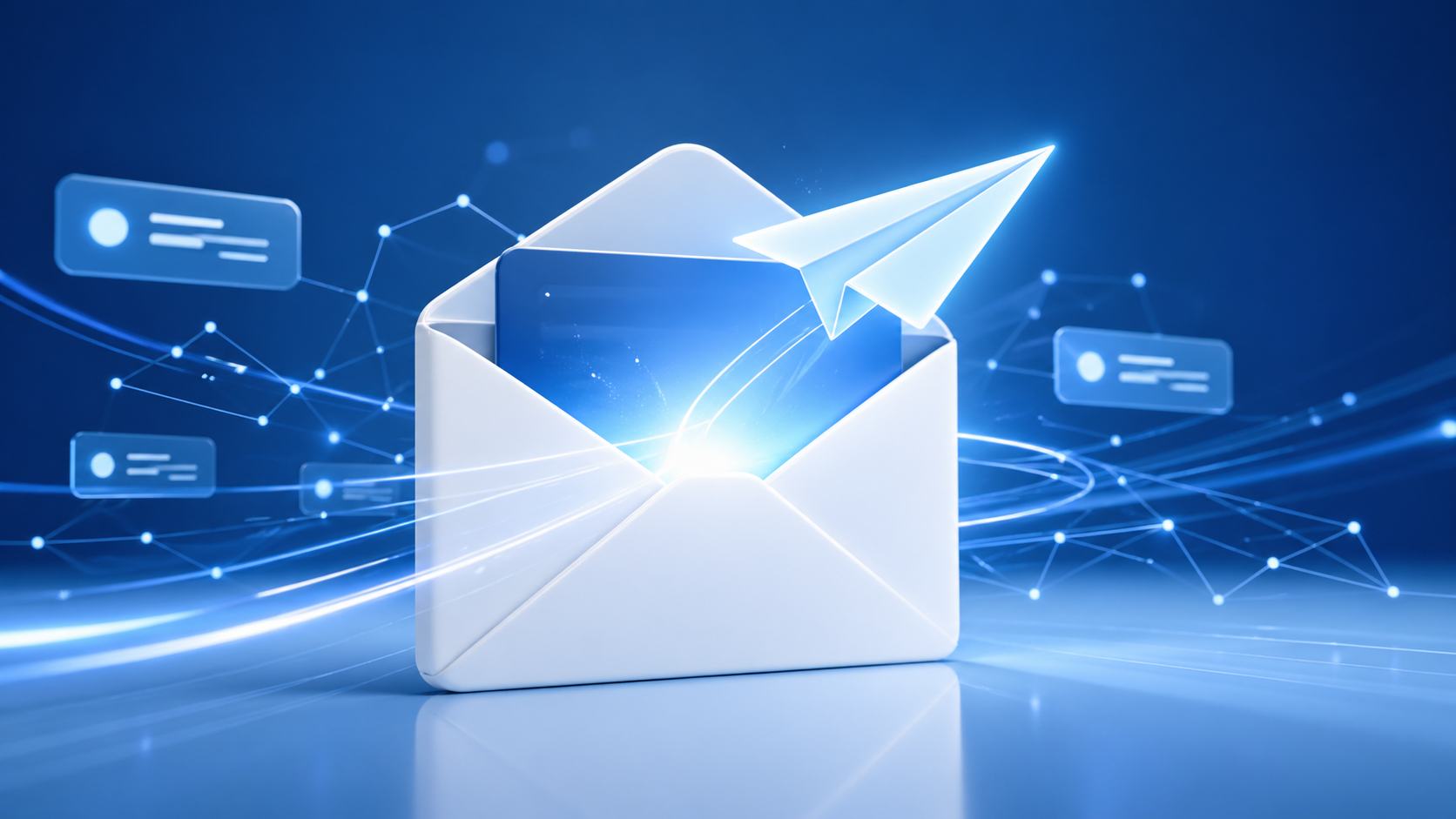 Email illustration with an envelope and outgoing message.