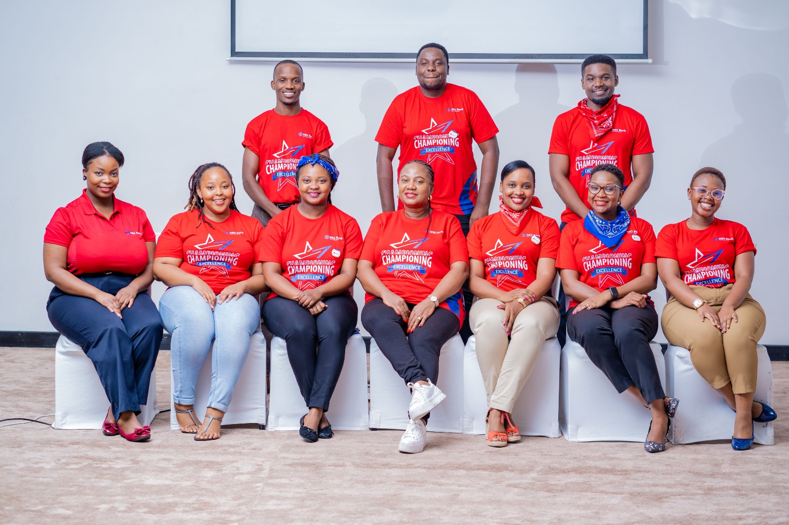 Faith Mabu Nteta with a group during a team-building programme